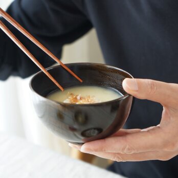 【再入荷】ろくろ挽きの欅の汁椀（黒拭き漆）の画像