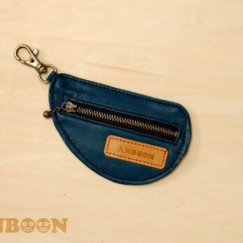 スタイリッシュ×ユニークなレザーコインケース(ネイビー)