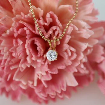 キラキラダイヤの一粒ネックレス　Diamond with bead ball chain　14kgfの画像