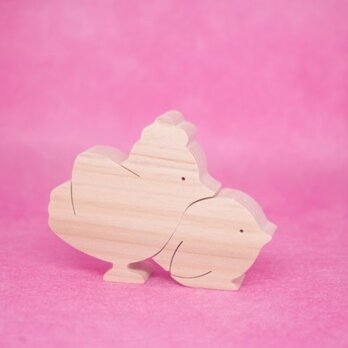 送料無料　木のおもちゃ　動物組み木　にわとりとひよこ