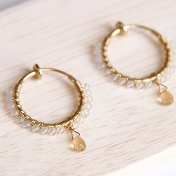 小さなフープの大人イヤリング*シトリン*