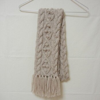 アラン模様のマフラーA（ベージュ）