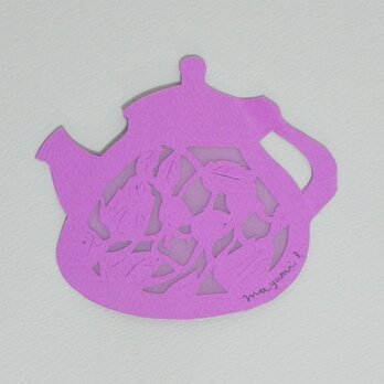 ハンドカットのメッセージカード Tea Pot (Flower)の画像
