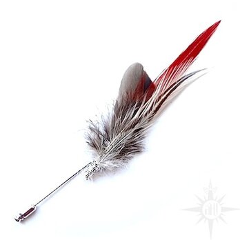 feather hat pin -red x brown-の画像