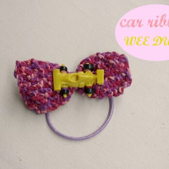 car ribbon ponytail　（red)