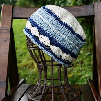 かぎ針編みの夏色マリン帽子・２の画像