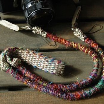 Crazy-color麻紐ヘンプカメラストラップ（2重リング）