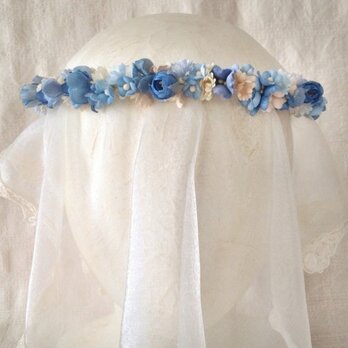 染め花の花冠（スリムタイプ、ブルー）の画像