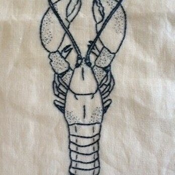 ロブスター刺繍の巾着の画像
