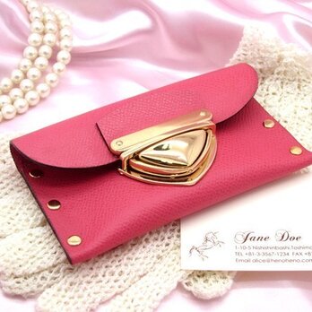 クラッチ・カードケース（名刺入れ）｜P式パーティーレザー・ピンク