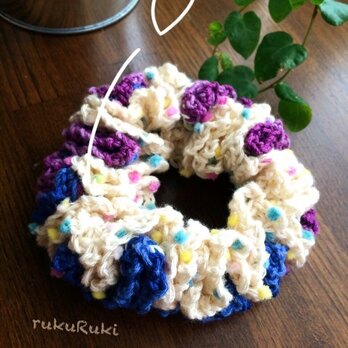 水玉コットンシュシュ＊ 紫陽花