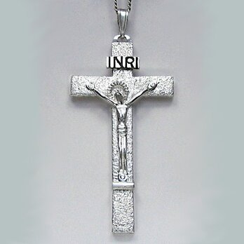 受難像（イエス・キリストの十字架像）　罪状書と足台の付いた大きな受難像　pc33　好評ですの画像