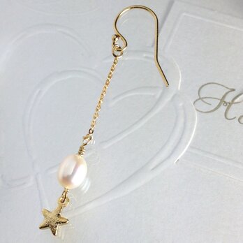 星とパールのピアス