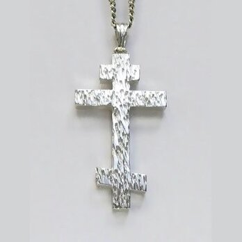 ロシア正教のクロス　木肌光沢仕上げの小さなロシア十字架　rc04bの画像