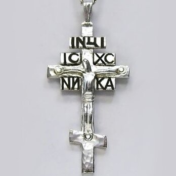 ロシア正教のクロス（八端十字架）　罪状書とモノグラムの付いた受難像（B）　rc43　好評ですの画像