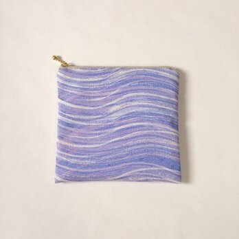 絹手染ポーチ（14cm×15cm 淡紫・しかく）の画像