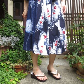 夏最終☆撫子と絞りで懐かしさの浴衣スカート70㎝丈の画像