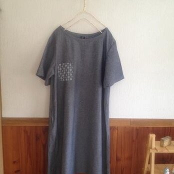 Aライン　ダンガリー生地のワンピース　ブルー系　M～L