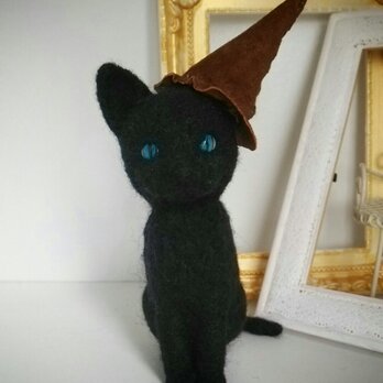 50%off！羊毛♪黒猫♪魔女帽子の画像