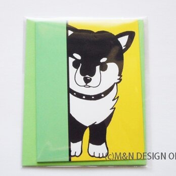オリジナルイラスト「柴犬の隠れ家」ミニカード／封筒黄緑の画像