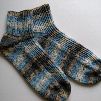 春夏用手編み靴下【ﾒｷｼｺ･ｺｯﾄﾝ･ｽﾄﾚｯﾁ アクア】の画像