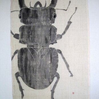 オオクワガタ　　手描きのれん