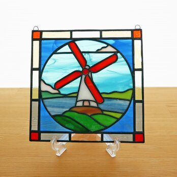 ステンドグラス ミニパネル 風車 15cmの画像