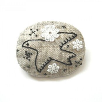 鳥さん刺繍ブローチ