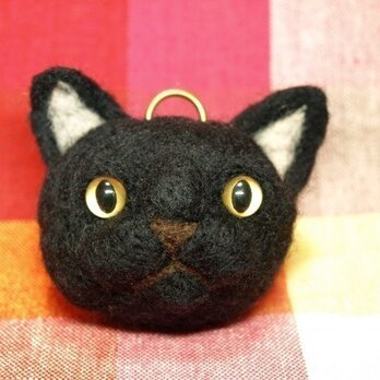 羊毛フェルト 【なまくびストラップ】 黒猫ちゃんの画像