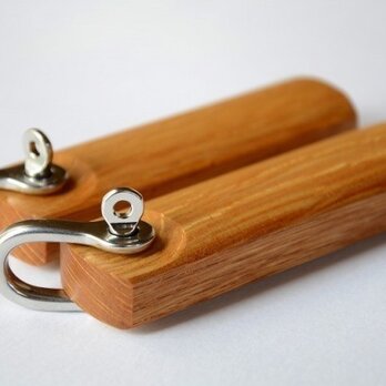 木のキーホルダーⅡ(樫＆メタル）