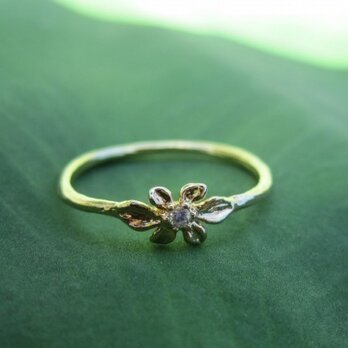 小花ピンキーリング（ジルコニア　18ｋメッキ）