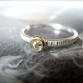 White Diamond Mix Metal Ring14k