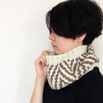 アルパカの幾何学模様ネックウォーマー B