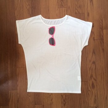 ドルマンスリーブサングラスTシャツ(ドロップ・ピンク・黒)の画像
