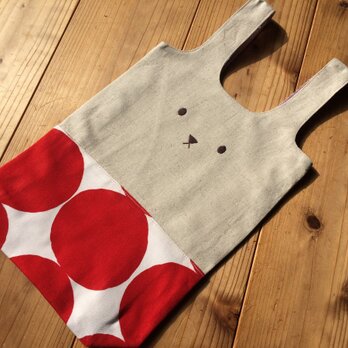 うさぎ上靴袋Ｌ赤丸（送料無料