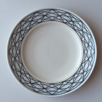 リム皿 17cm (青×茶）