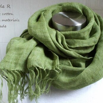 イタリアンリネン・シングルガーゼのストール　グリーン