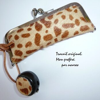 ハラコ印鑑ケース　ヒョウ柄　朱肉付き