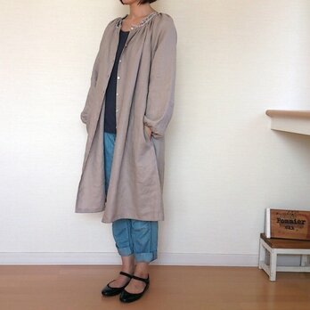 *リバティ使用*リネンギャザーワンピース　Ｍ～Ｌサイズ