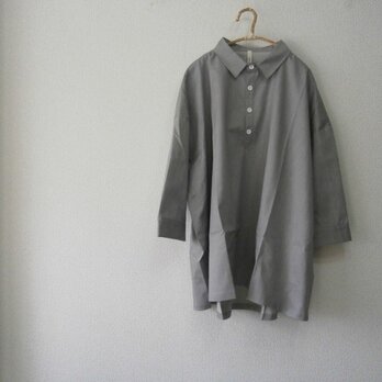 en-en襟付き七分袖オーバーシャツ　グレー(010)の画像