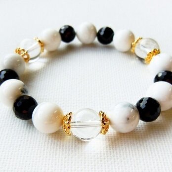 モンゴルメノウのモノクロブレスレット