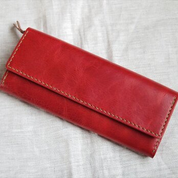 【Ｓ様オーダー品】ラクダ革のシンプルな長財布（赤）の画像
