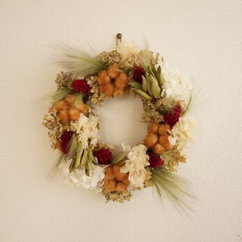 ケイトウ　紫陽花　green　wreathの画像