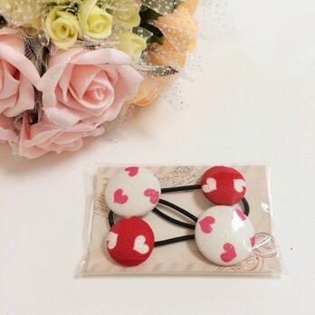 まんまるヘアゴム　ラメハートB　２つセット