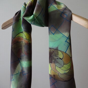 手描きシルクストール　アンモナイト