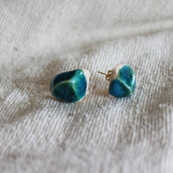 土の石のピアス/blue emerald/s size