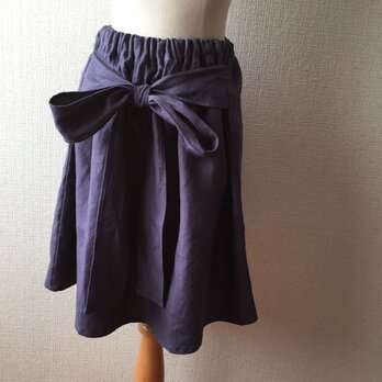【ご予約商品】カラーリネン　シンプルリボンスカートの画像