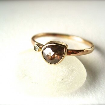 Translucent Brownしずくダイヤリング１４k