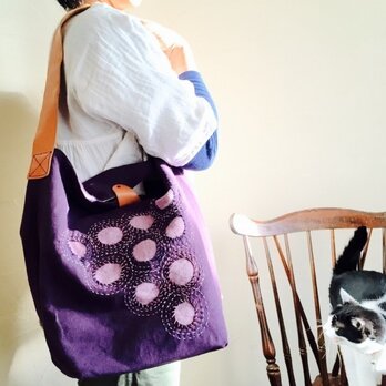 刺し子バッグ　「葡萄」