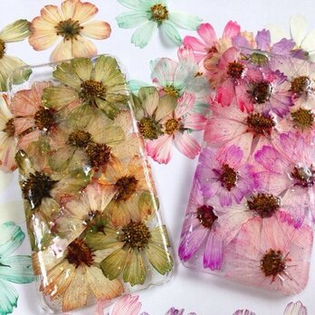 iPhone6 GREEN&PINK 押し花の画像